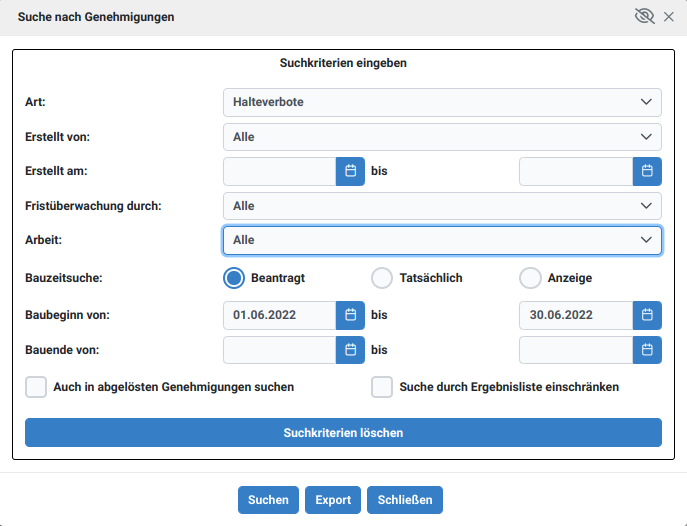 BSG suche genehmigung UI