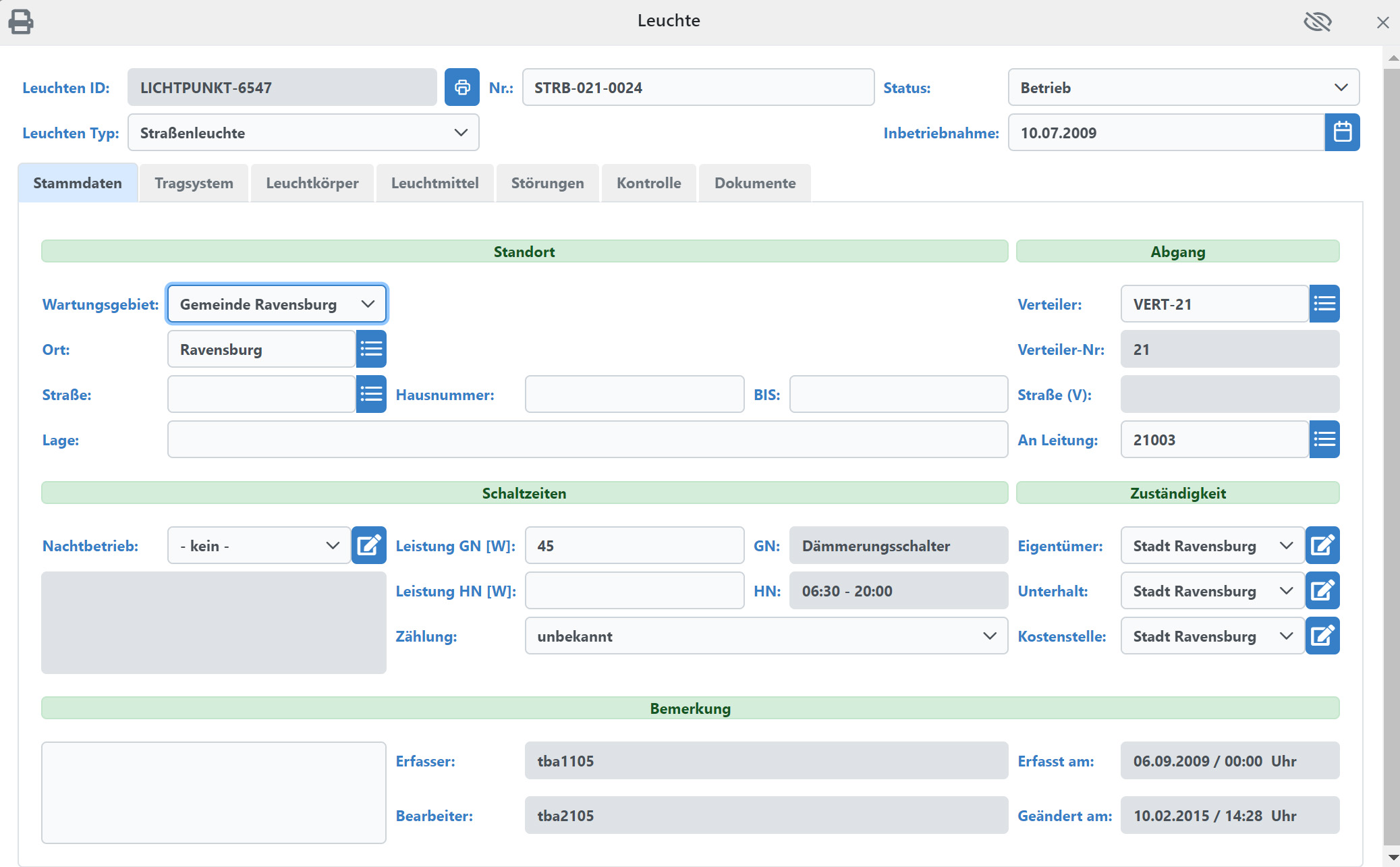 Beleuchtung UI Tablett