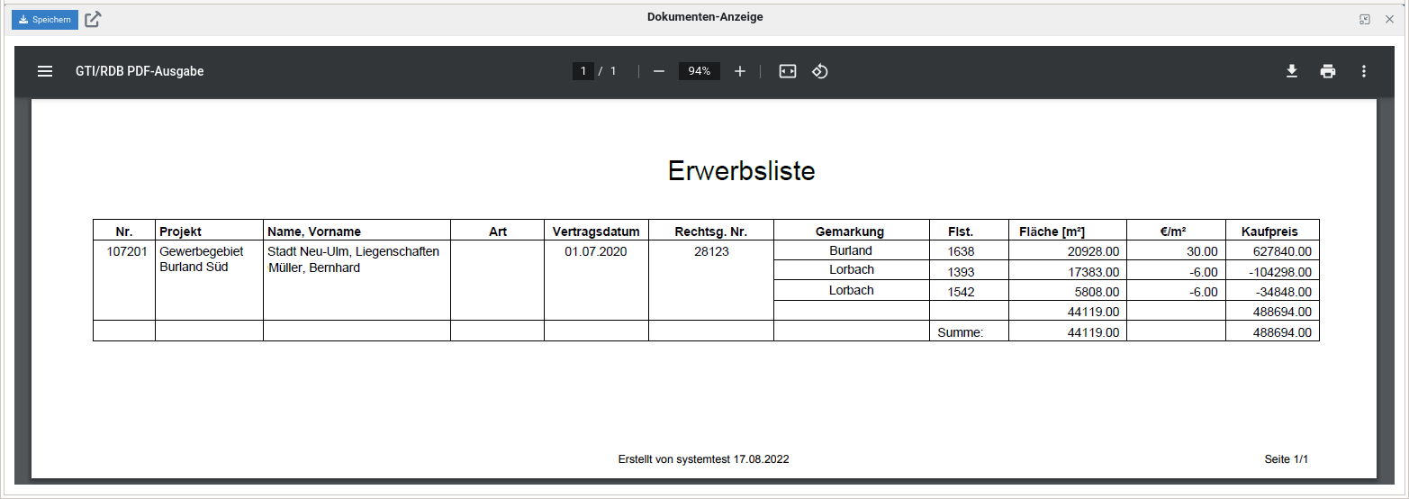 KLN Ausgabe Erwerbsliste