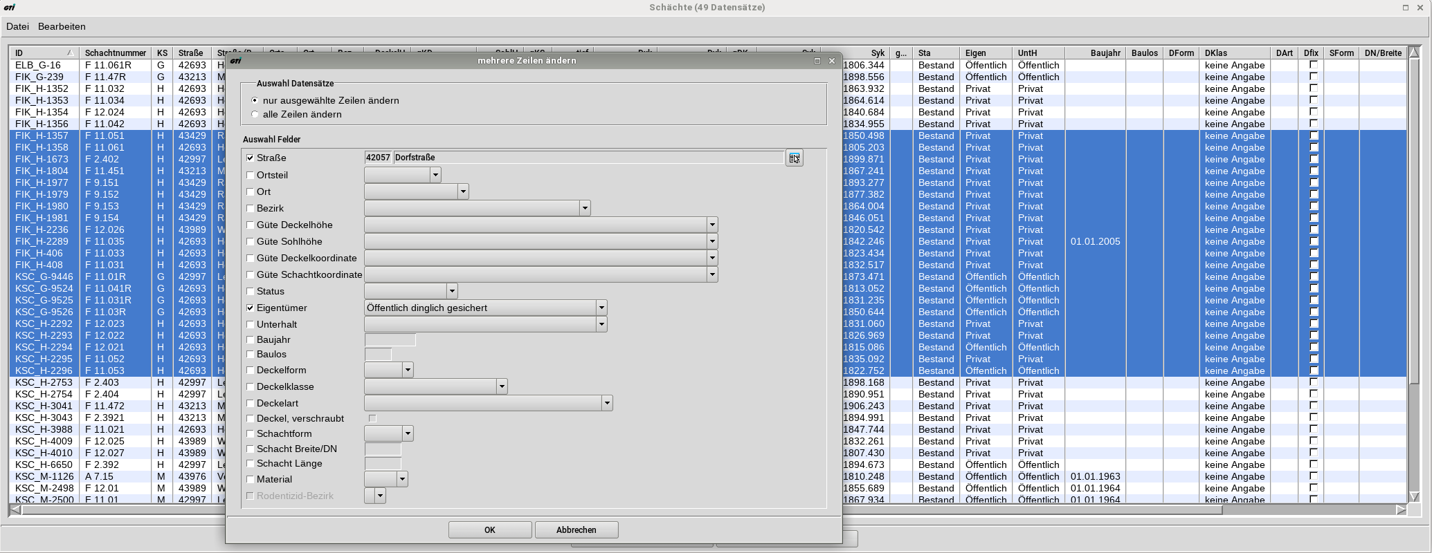 Kanal DatenbearbeitungTabelle