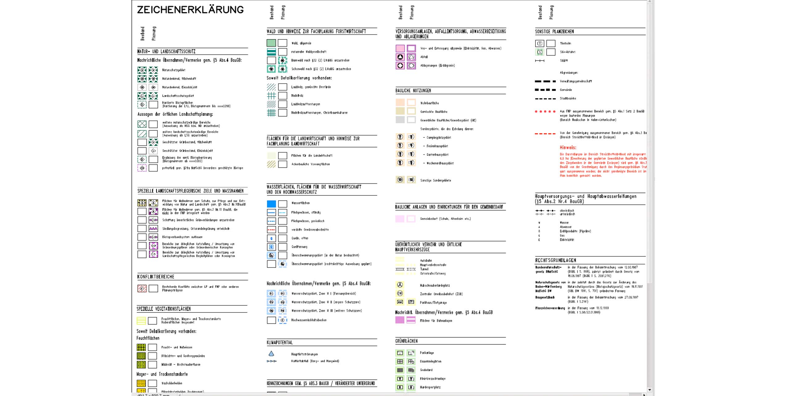 Landschaftsplan UI Legende