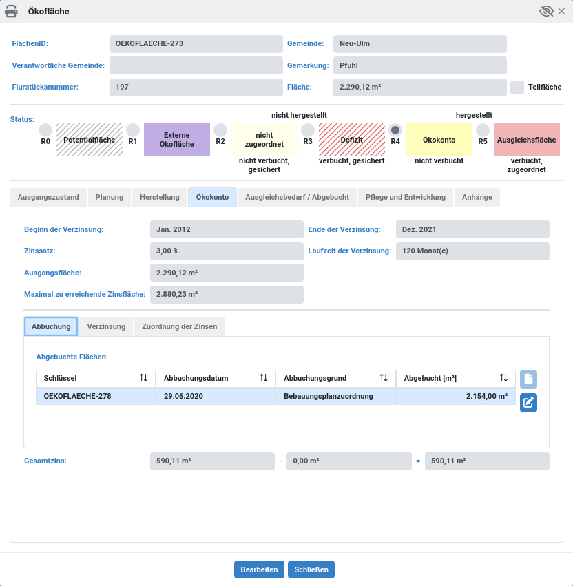 Oekokonto Abbuchung Liste UI
