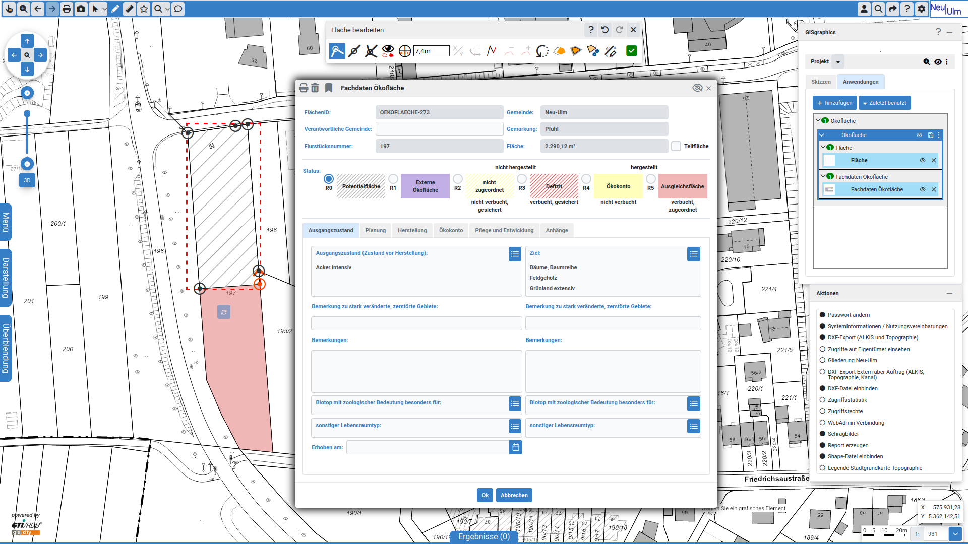 Oekokonto Erfassung Potential UI
