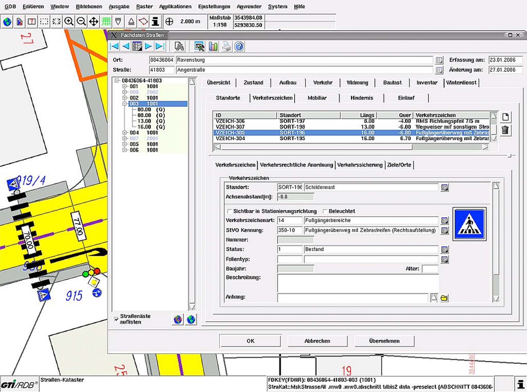 Strassenkataster UI GTI Fachdaten Strassenschild UI