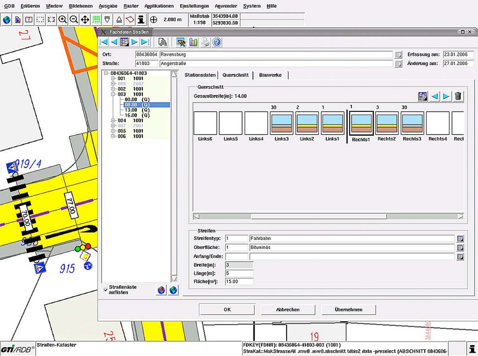 Strassenkataster UI GTI Querschnittseingabe UI