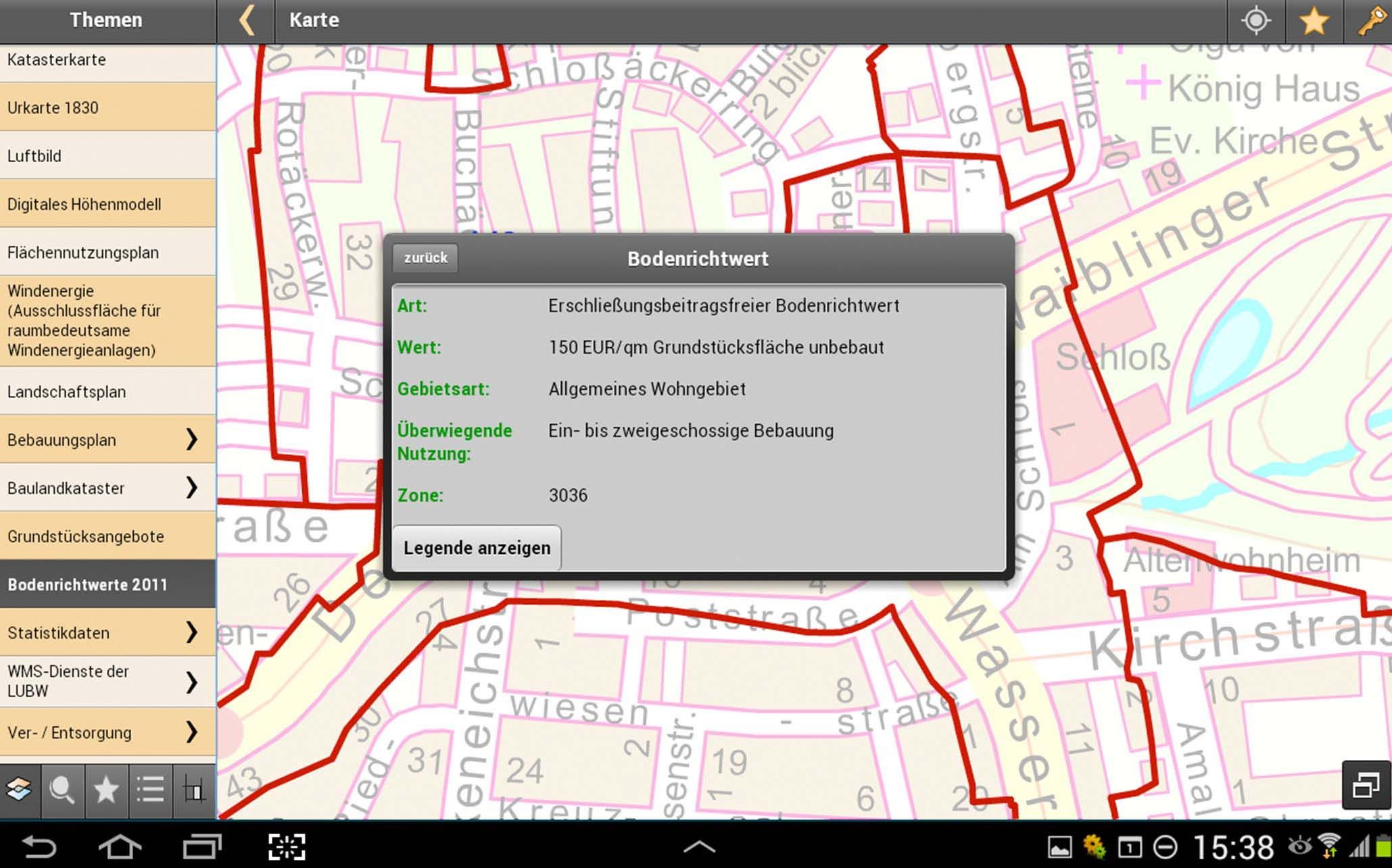 Tablett Ansicht Smart App Bodenrichtwerte