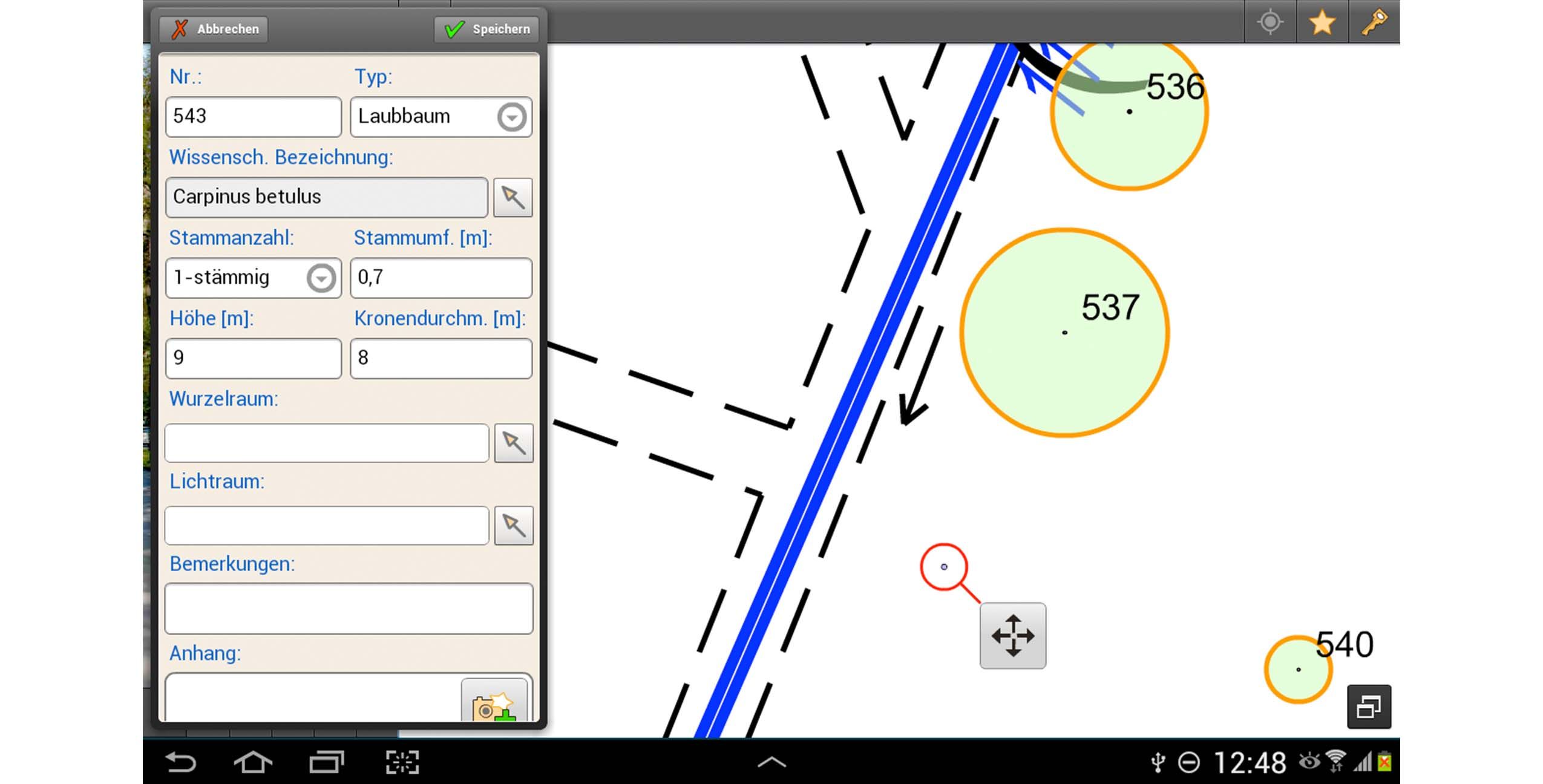 Positionierung mit Finger