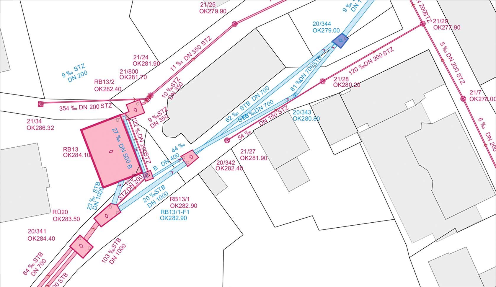 Typisches Beispiel für ein Kanalkataster