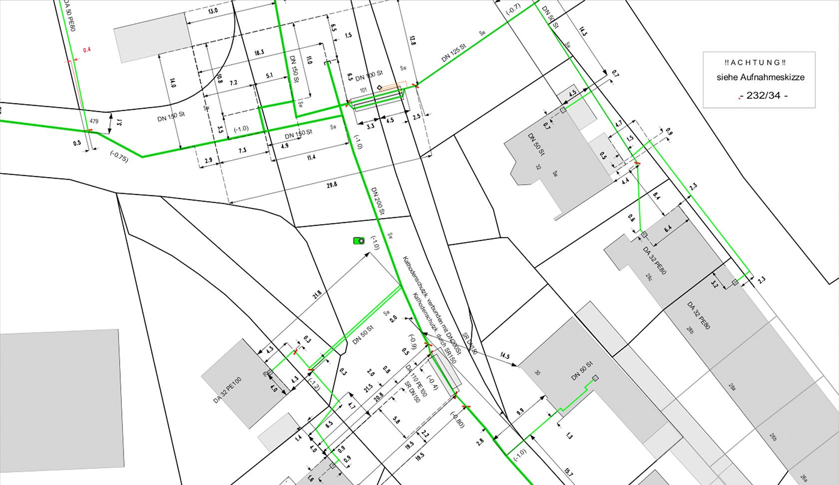 Gasnetz mit Vermaßung