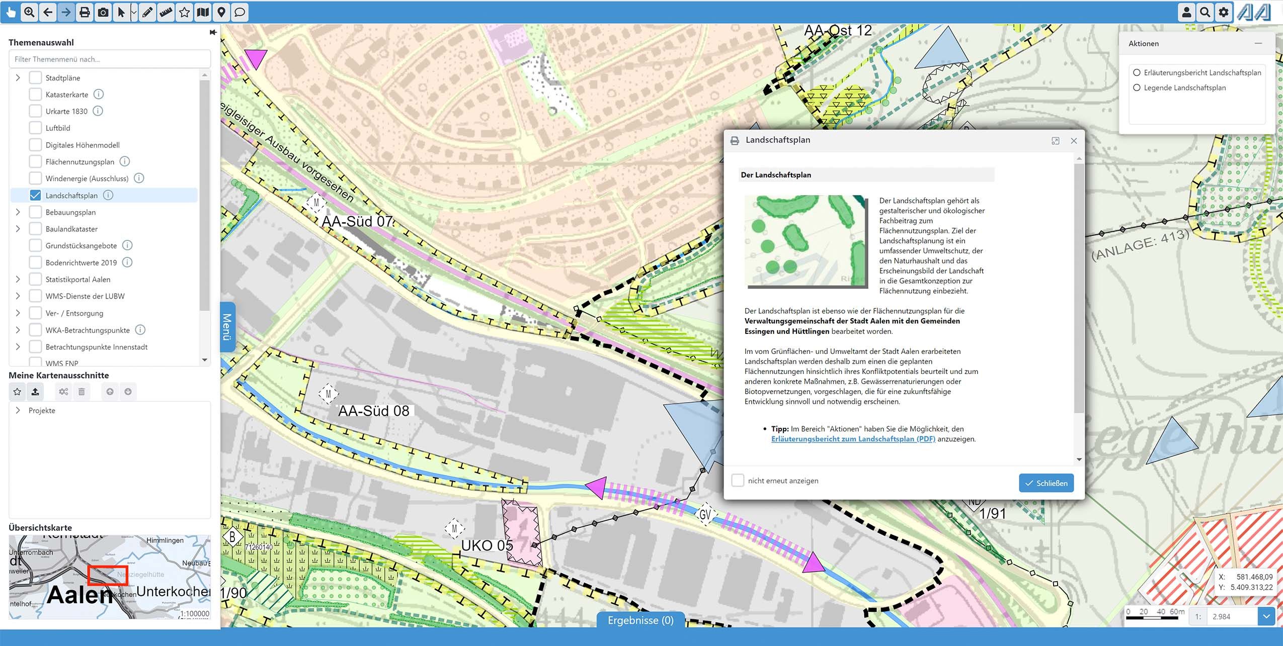 Kartenansicht Benutzer Interface
