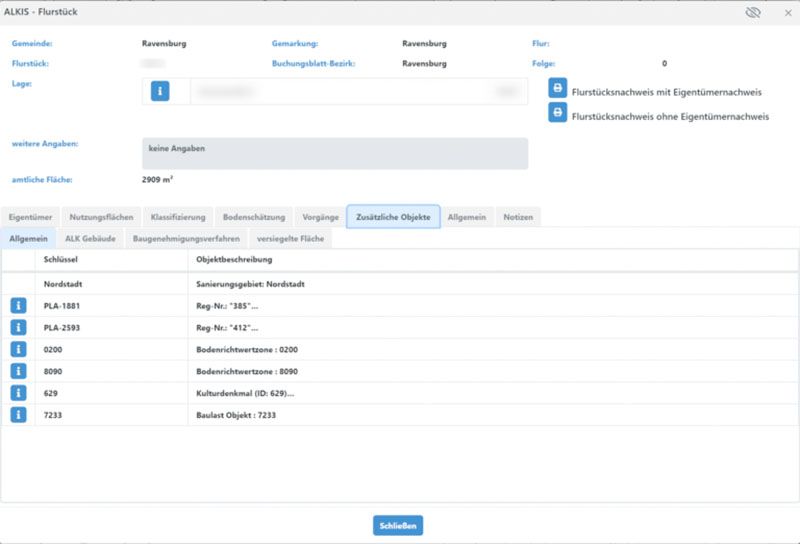 Katasterwesen - Flurstück User Interface