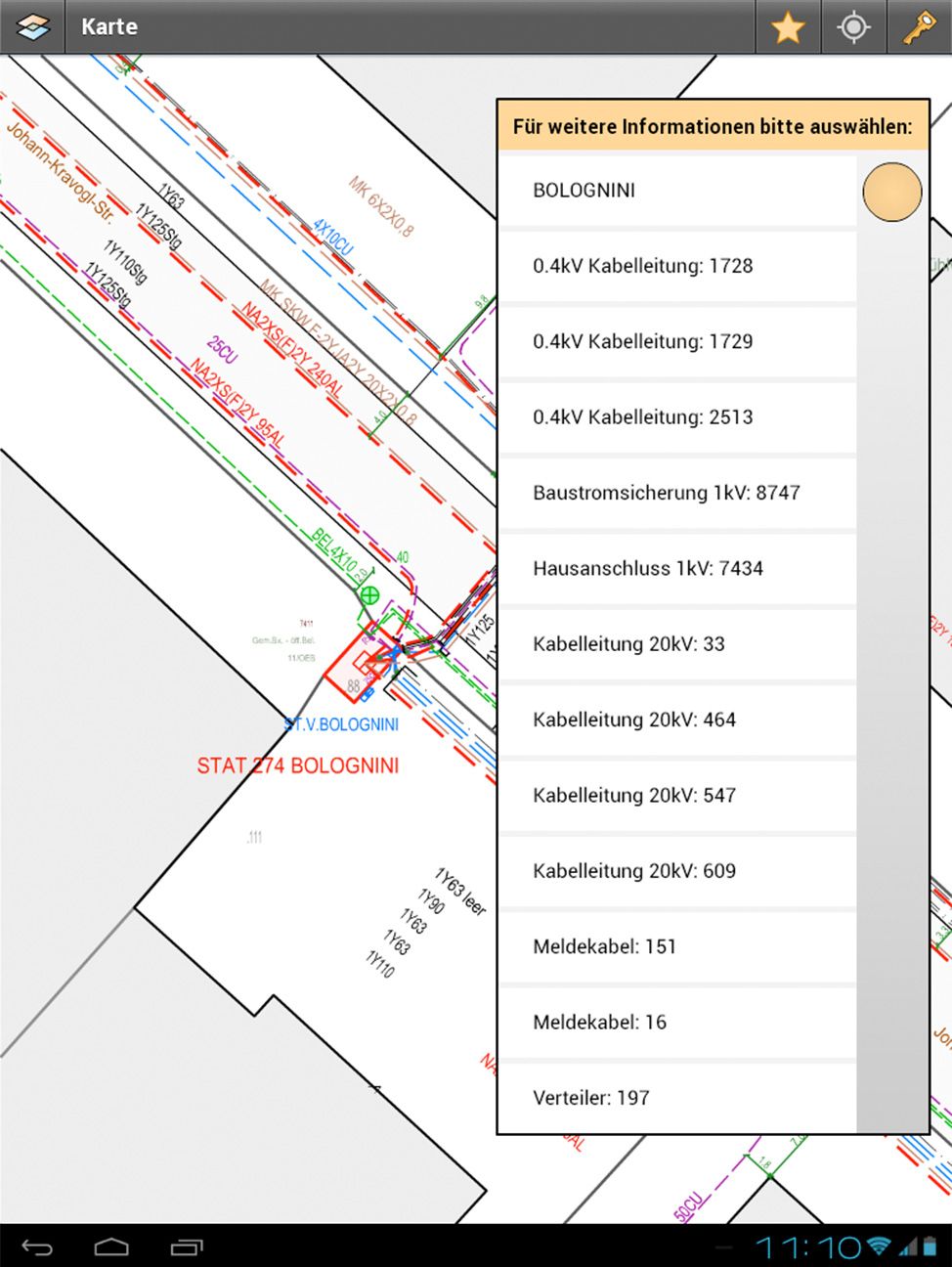 Auswahldialog eines Knotens